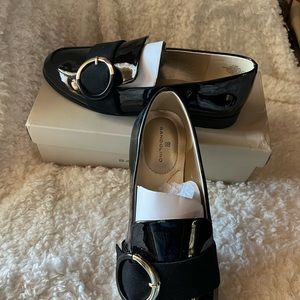 Bandolina black patent Lester loafer